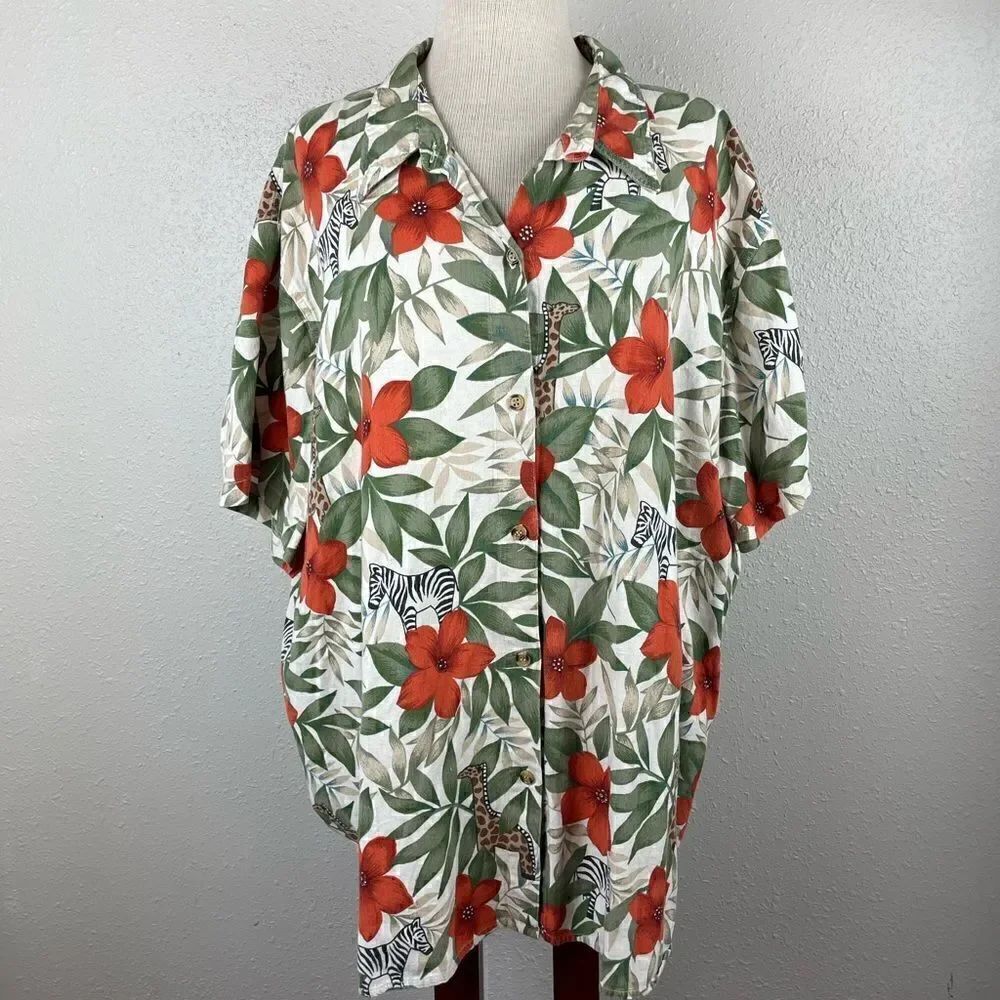 Victoria Jones Woman Button Down Floral shirt Size 4X EUC